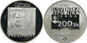 Slovakia 200 korun 2006 ασημένιο Proof, Karol Kuzmány