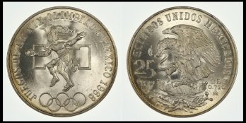 Mexico, Silver 25 Pesos 1968, Olympic Games , KM:479.1
