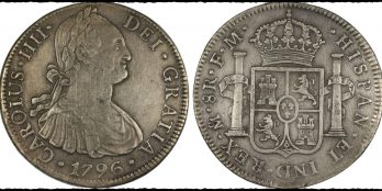 Mexico Spanish Colony Silver 8 Reales 1796 MO FM