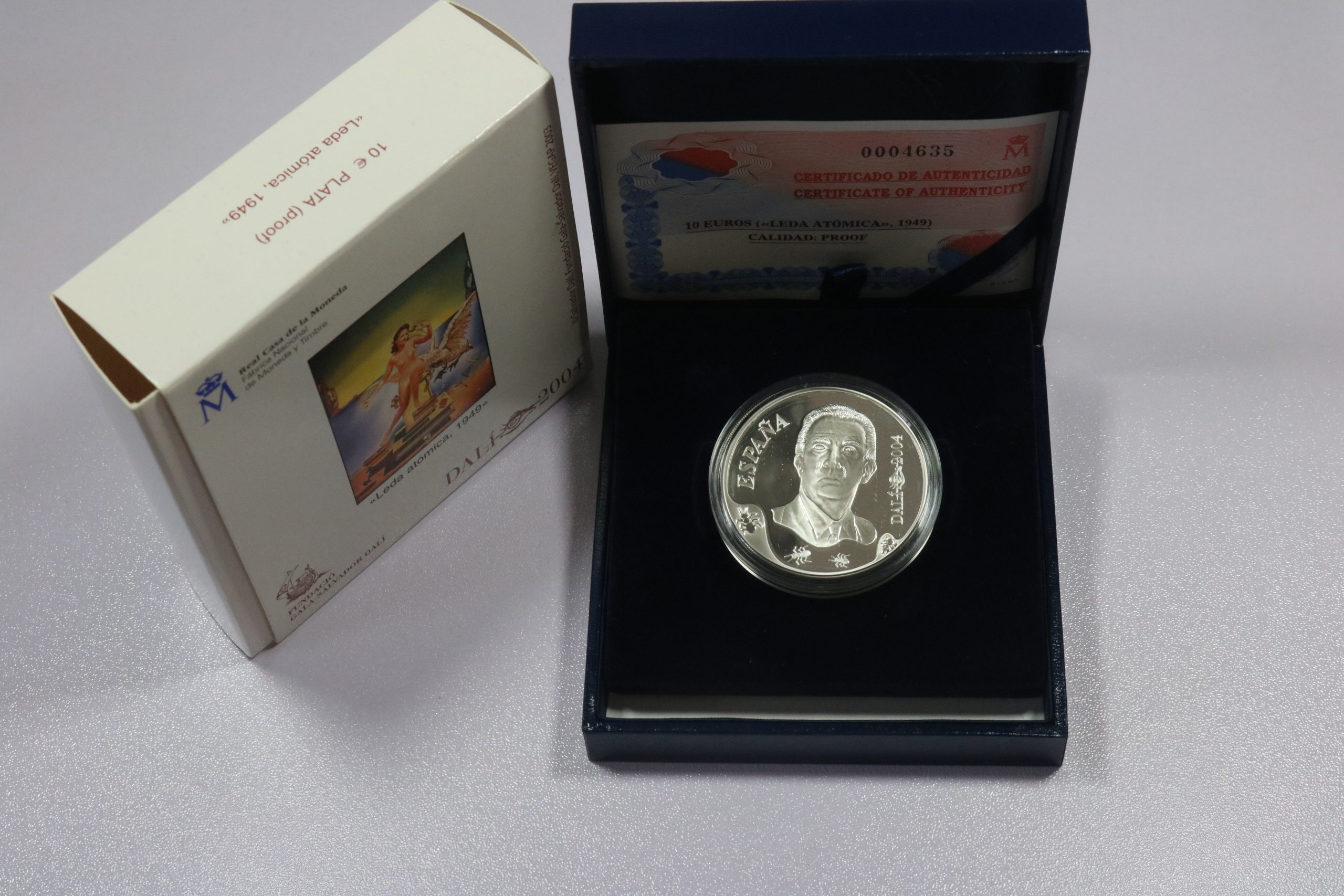 IzOtWT (1) Spain-10-euro-2004-Silver-Proof-Salvador-Dali-Leda-Atomica-1949-commemorative-midas-collectibles
