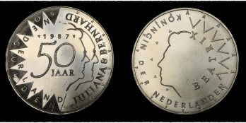 Netherlands Silver 50 Gulden 1987 – Beatrix Golden Wedding