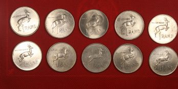 Silver coins Lot South Africa 1 Rand 1967 (10 coins lot)