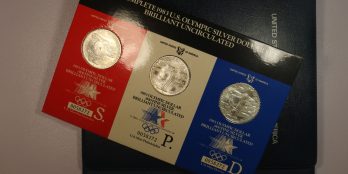 USA 1983 OLYMPIC GAMES Brilliant Unc SILVER DOLLARs 3 COIN SET  presentation folder