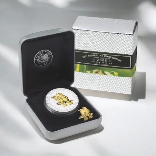 1 2006 Australian Kookaburra Gilded Edition 1oz 99.9% Silver Coin Series