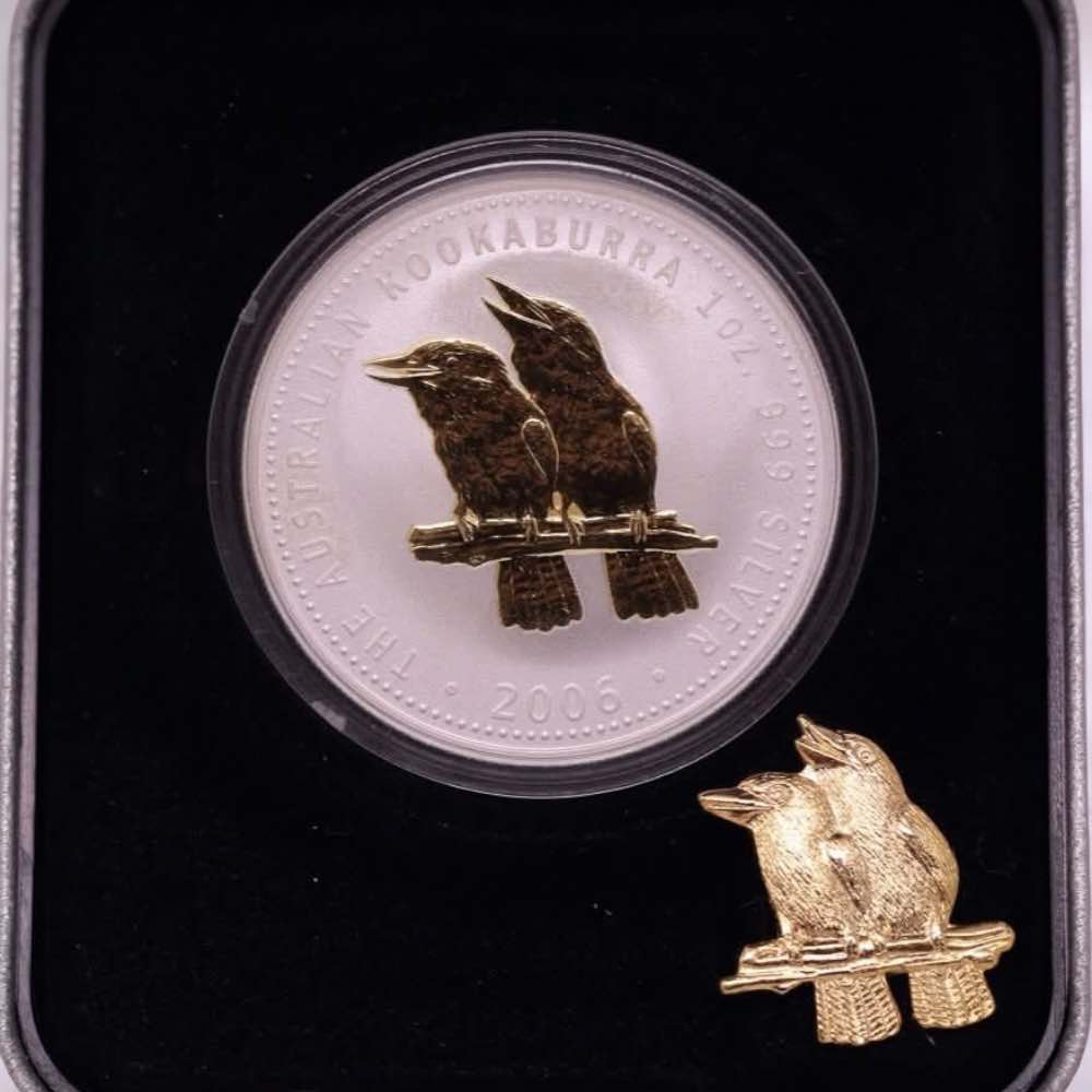 3 2006 Australian Kookaburra Gilded Edition 1oz 99.9% Silver Coin Series